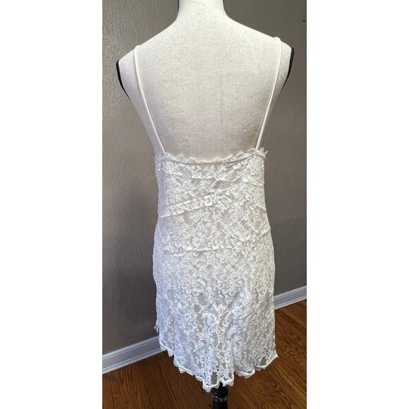 Vintage Shadowline Lingerie Nightie Nightgown Bridal Baby doll Beige Lace Medium - Picture 2 of 9